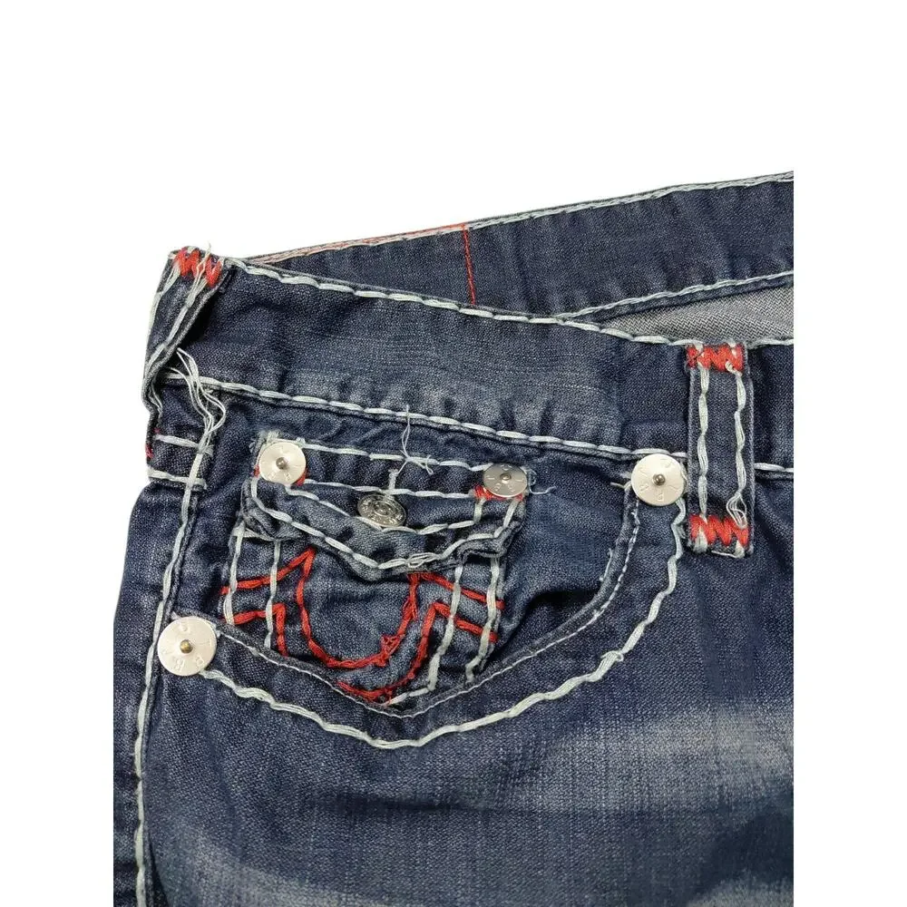 True Religion Slim Embroidered Boot Cut Stich Red Size 40x33
